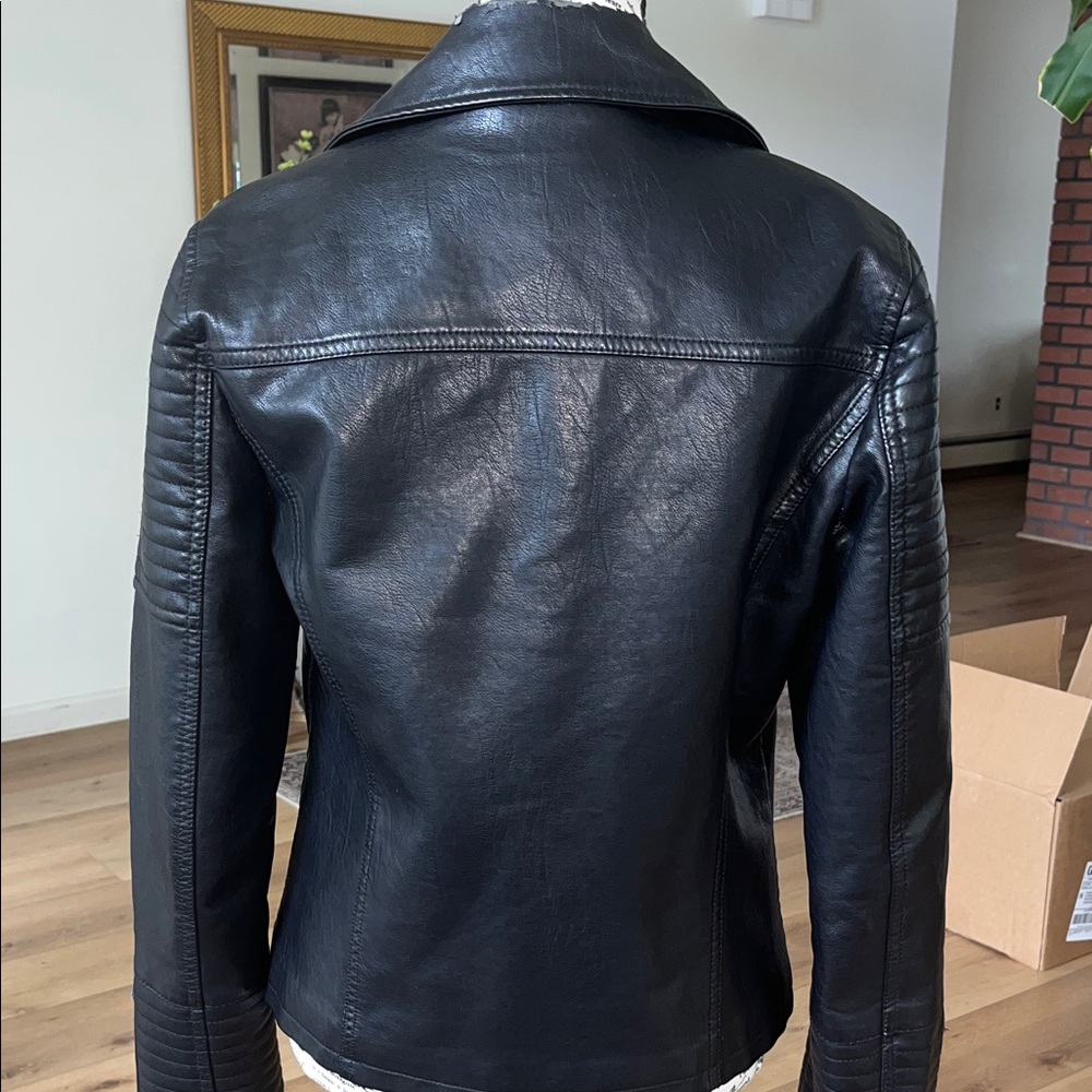 Topshop Black faux leather Moto Jacket - Picture 5 of 9
